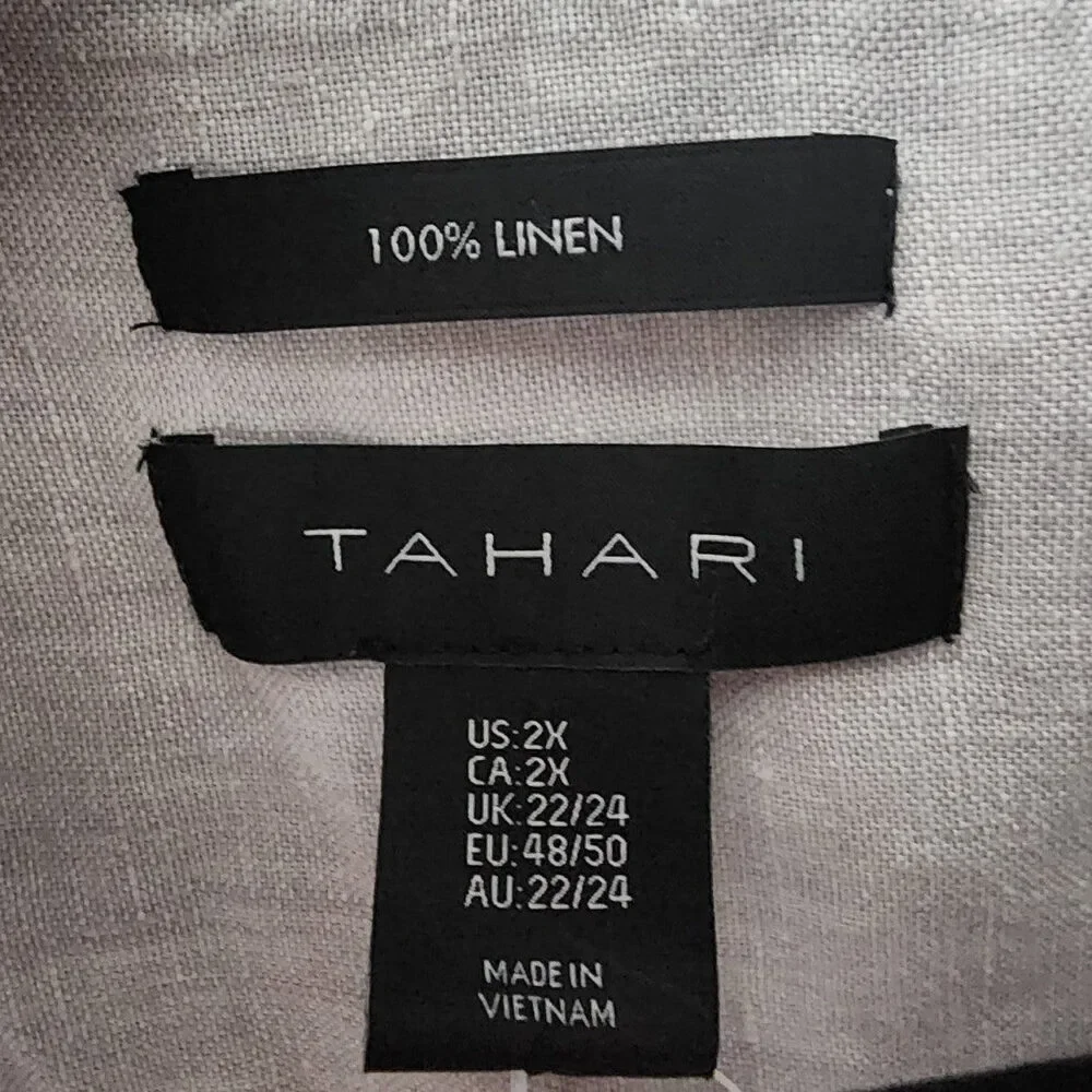 Tahari Grey Linen Sleeveless Collared Dress Dress Size 2X - Picture 8 of 9